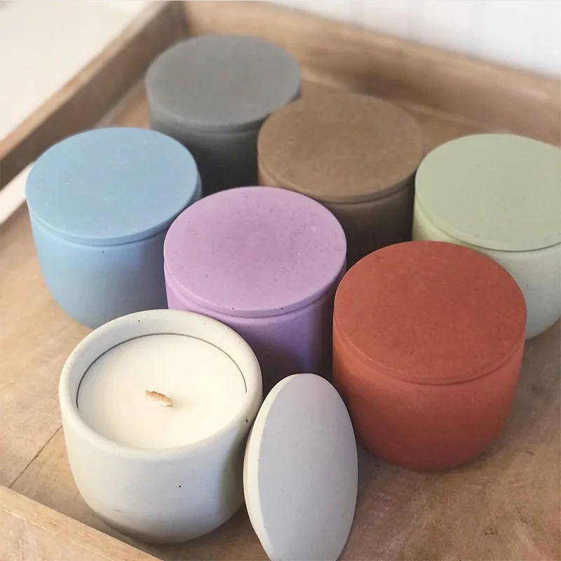 CementCandleJarSiliconeMoldConcreteVesselMoldDIYCandlePottery