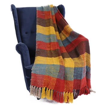 

Battilo Cross Woven Throw Blanket in Bright Fun Colors with Tassel Ends 60"x50"