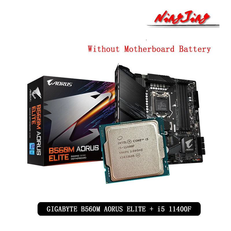 Intel Core i5 11400F CPU +GA B560M AORUS ELITE Motherboard Suit No integrated graphics card LGA 1200 New but without coole cheapest motherboard for pc