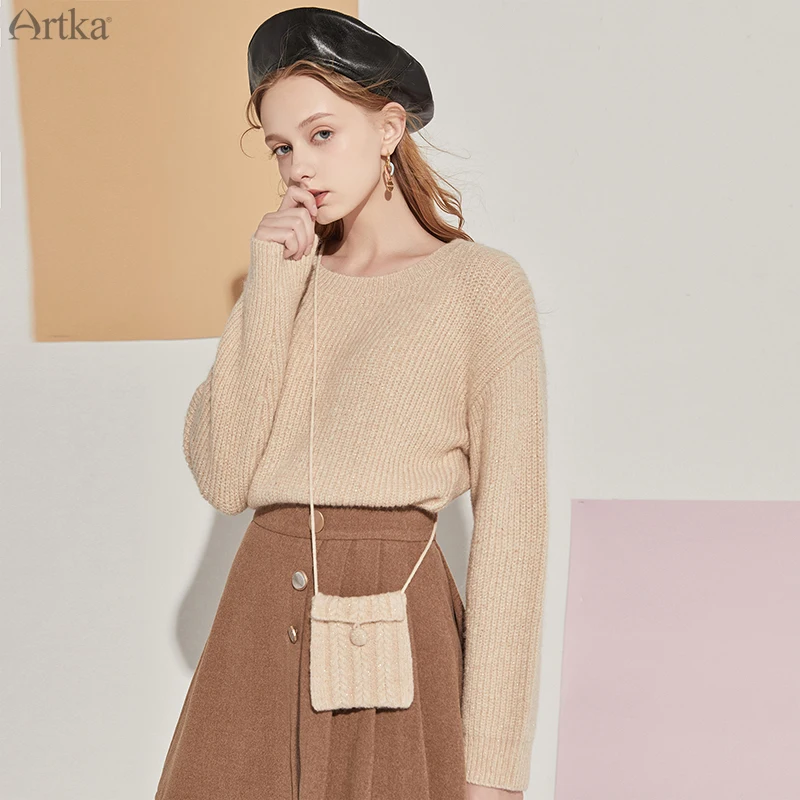ARTKA 2020 осенний Новый женский свитер Элегантный мягкий мохер вязаный Свободный
