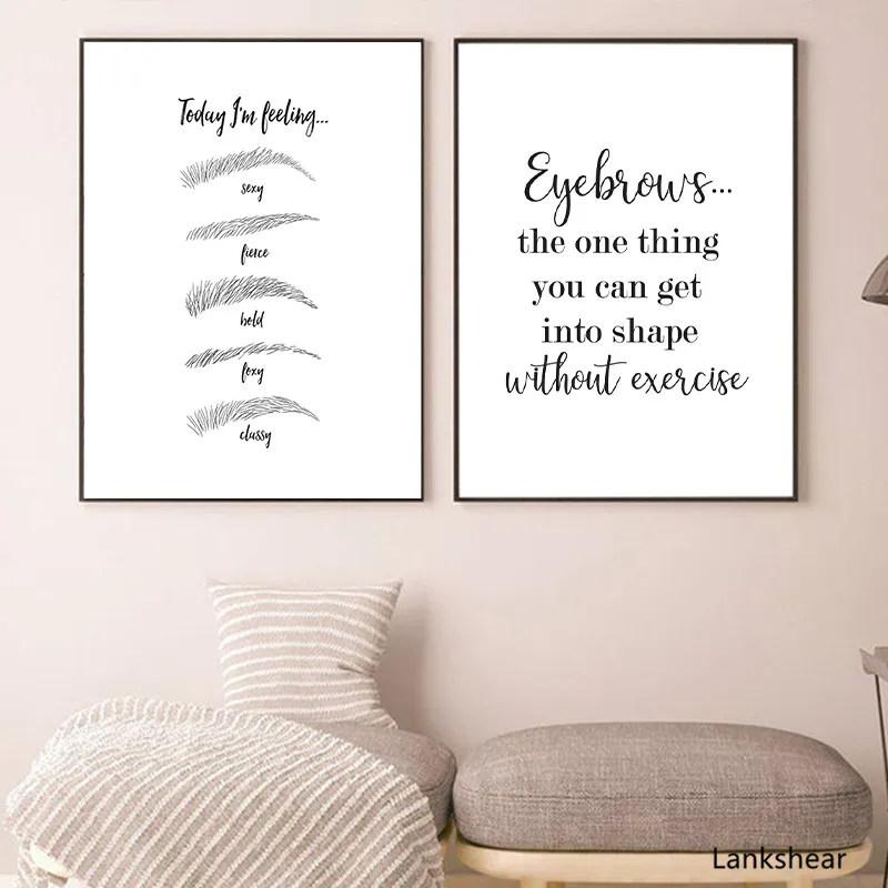 

Makeup Wall Art Print Eyebrow Beauty Canvas Painting Black and White Wall Pictures Makeup Artist Gift Girls Room Wall Decor