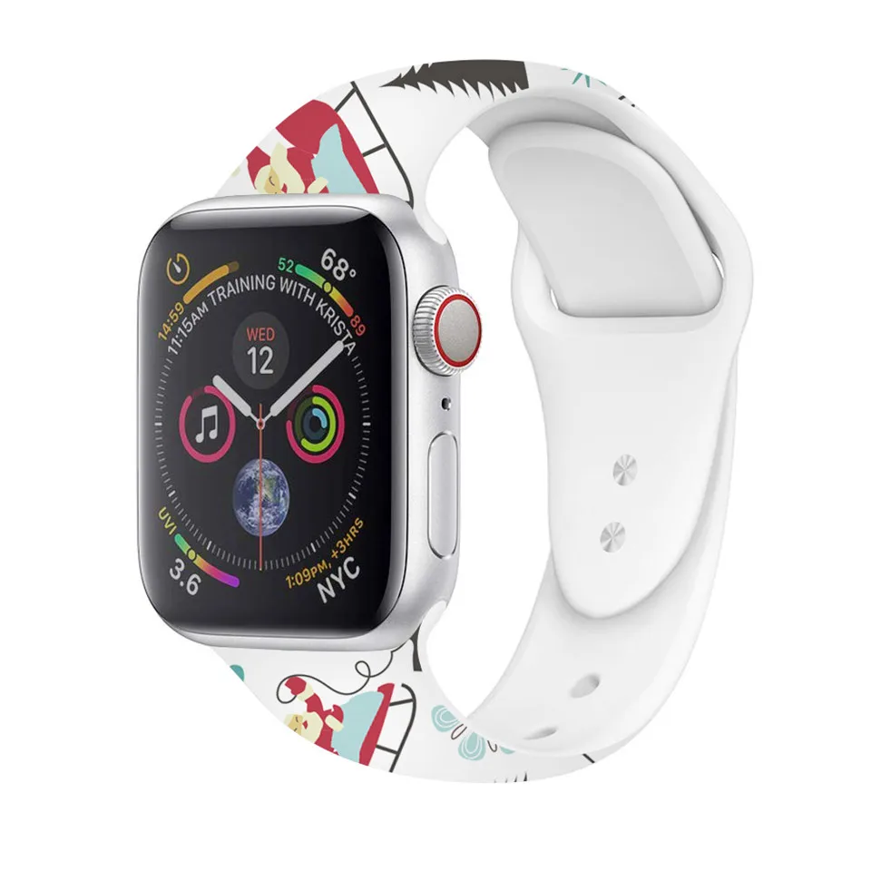 Рождественский силиконовый ремешок для Apple watch 5 4 ремешок 44 мм 40 мм iwatch 38 мм 42 мм correa Apple watch 4 3 2 ремешок для часов браслет 42