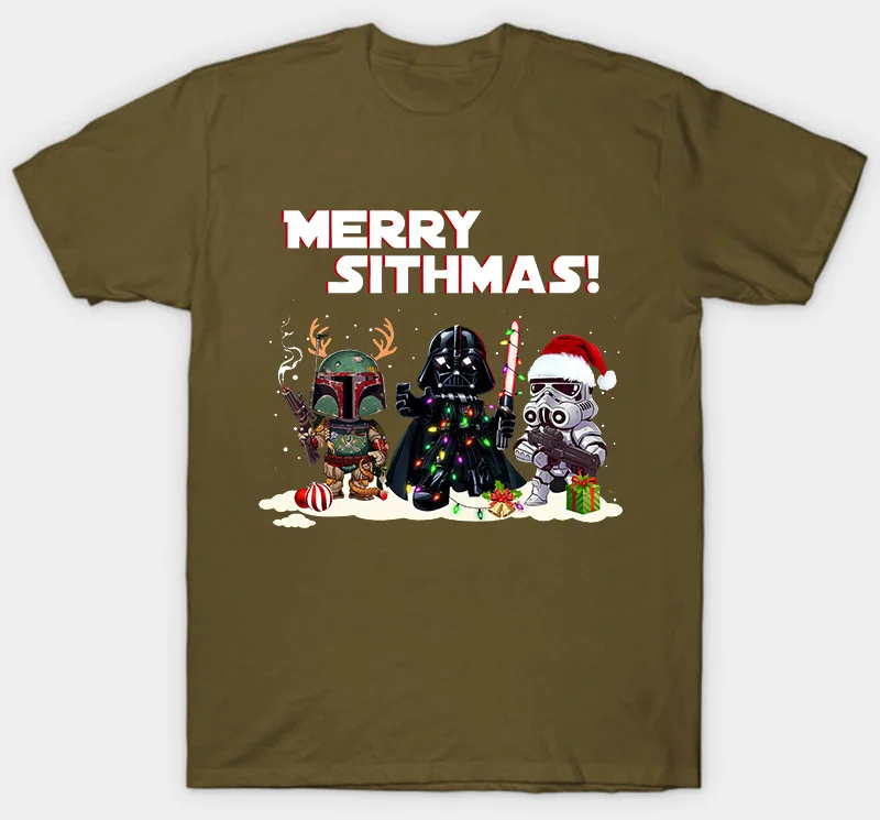 Футболка с надписью «Star Wars Merry Sithmas», Дартом Вейдером, рождественским праздником, хороший подарок - Цвет: men army green