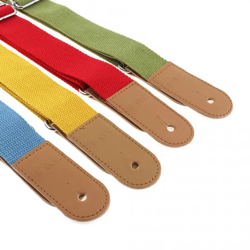 72-120cm Adjustable Pure Cotton Colorful Ukulele Strap with Leather Head 4 Colors Optional Musical Instrument Parts Accessories