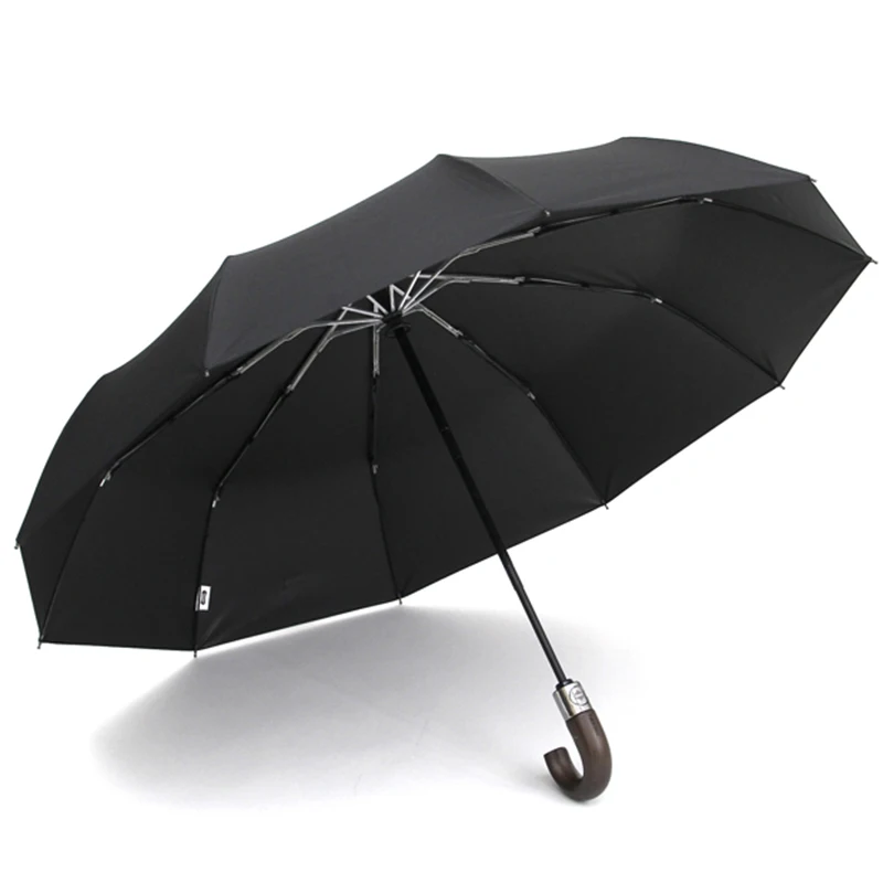 

Strong Windproof Rain Umbrellas Anti UV Automatic Folding Umbrella Men Women 10K Sun Protection Wooden Handle Paraguas AYS1