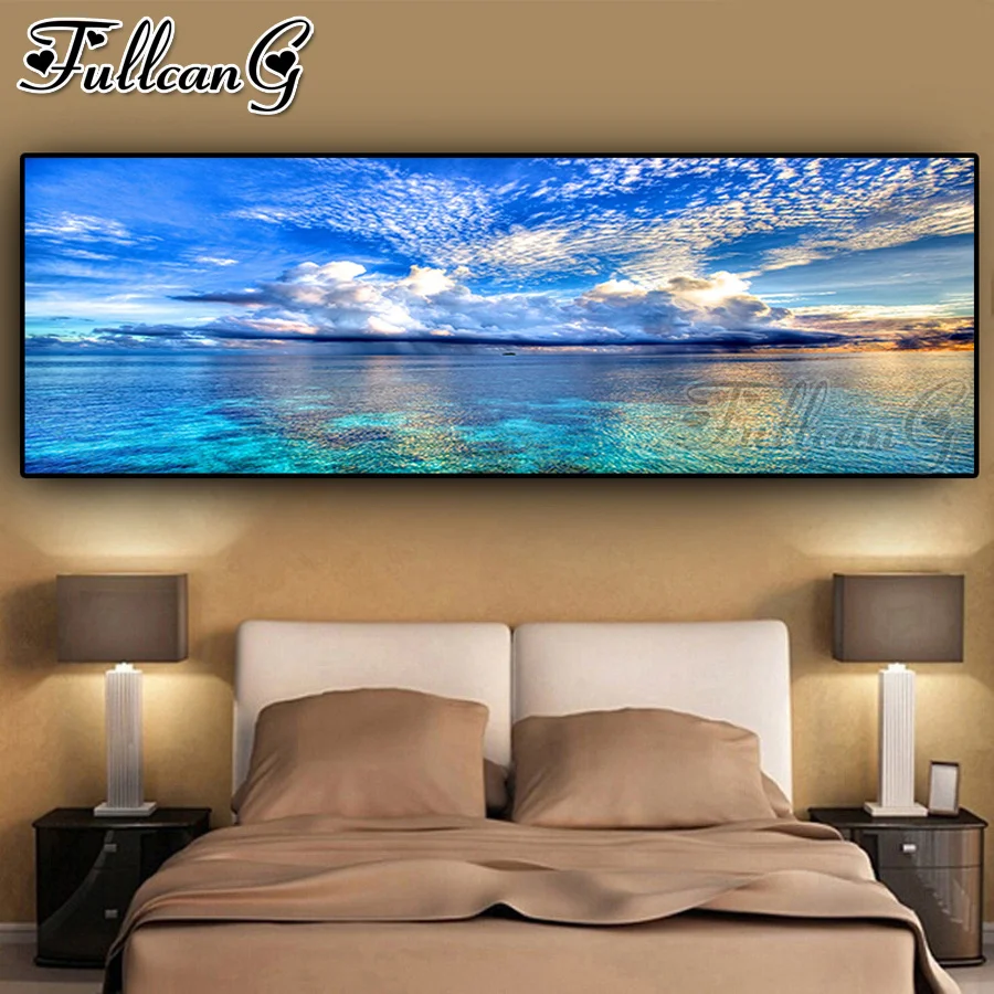 FULLCANG Blue sky and white clouds diy full square round diamond embroidery sale large mosaic painting home decoration FC2864 | Дом и сад