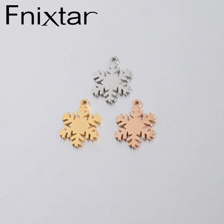 

Fnixtar Mirror Polished Stainless Steel Snowflake Charm 15.5*12mm DIY Metal Charms For Jewelry Making Finding 20Piece/lot