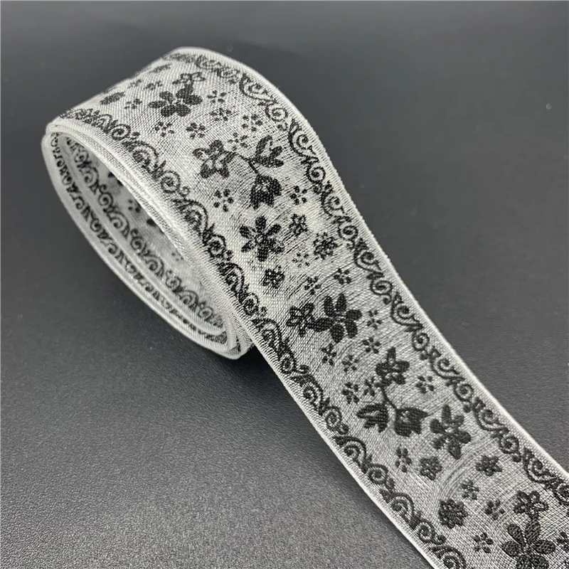 Colorful Floral Organza Ribbon for Crafting and Decoration - 5 Yards, 25mm Width