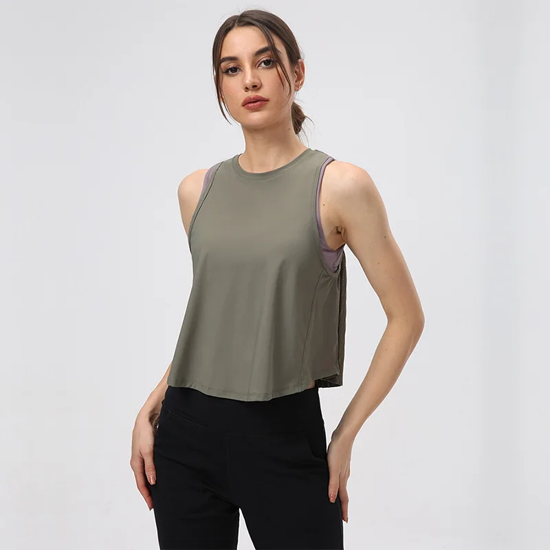 High Neck Yoga Fitness Tank Tops Spor 