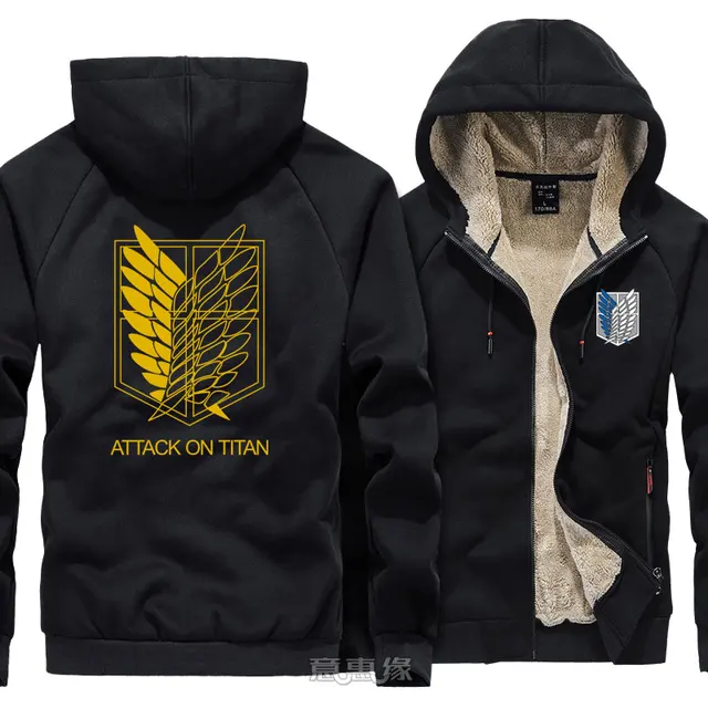 New Anime Attack On Titan Hoodie Cosplay Eren Jaeger Men Warm Coat Jacket Winter Thick Streetwear Zip Up Hooded Sweatshirt Hoodies Sweatshirts Aliexpress