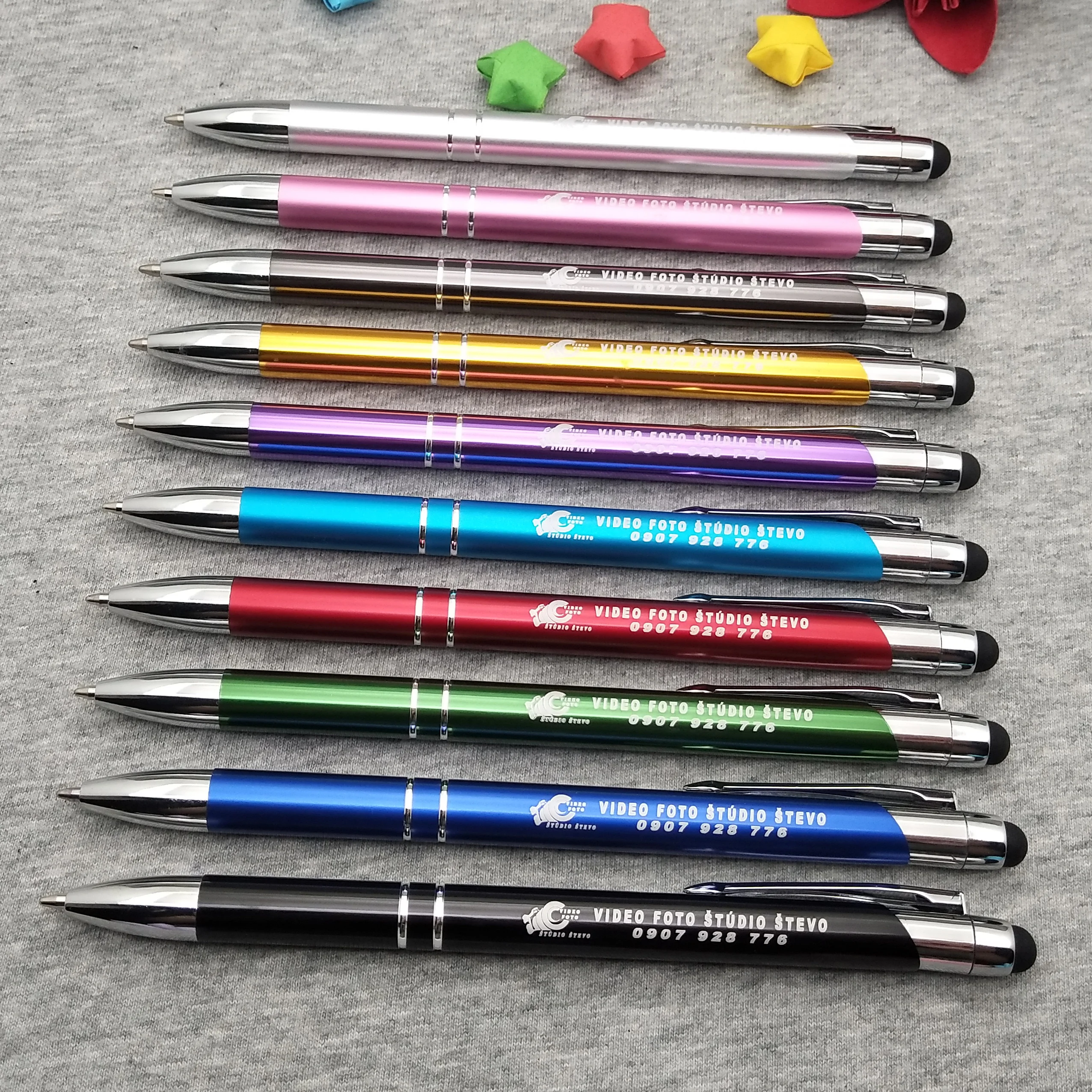 HOT wedding guest gift 10 colors metal stylus pen printed with your names and wedding date with love heart