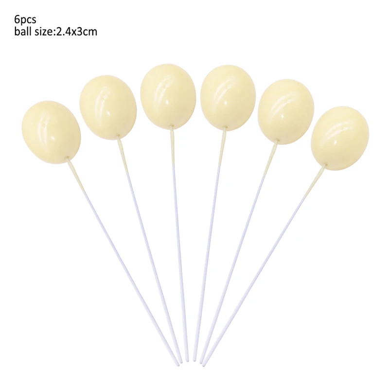 6pcs beige balls Радуга Единорог торт Топпер Свадьба День Рождения Торт украшения Детские сувениры флажки для торта кекс Топпер Единорог вечерние принадлежности - Цвет: 6pcs beige balls
