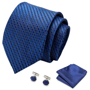 

2020 New Mens 7.5cm Tie Skinny Blue Paisley 100% Silk Classic Jacquard Woven Tie Hanky Cufflink Set For Men Formal Wedding Party