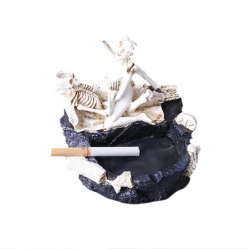 

Resin Skull Ashtray Skull Figure Home Decoration Ornaments Scary Halloween Decorations Bar Decoration Smoking Room Accessories P