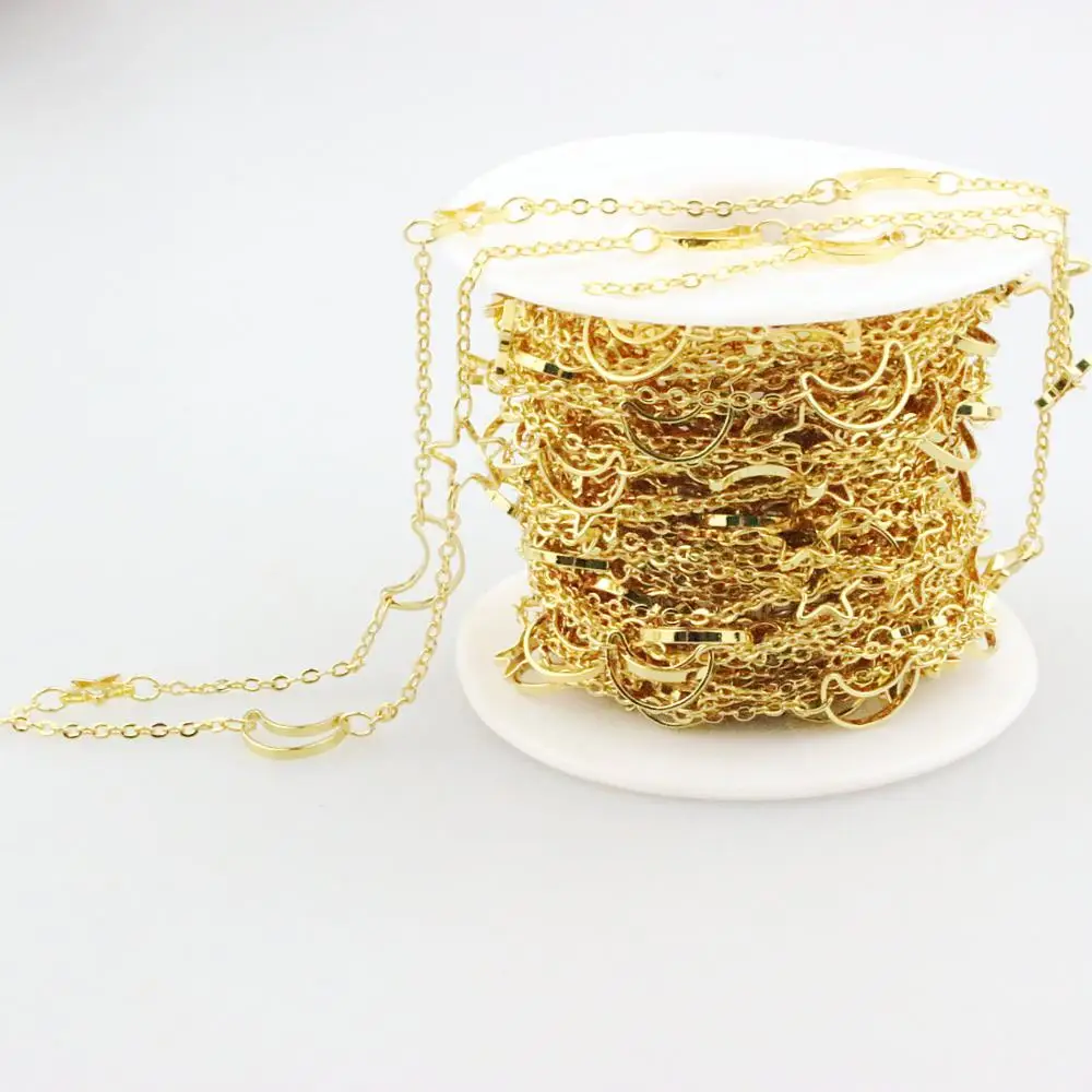 

2pcs New design star and moon cz necklace,fashion plating gold chain,rosary chain necklace jewelry cheap wholesale