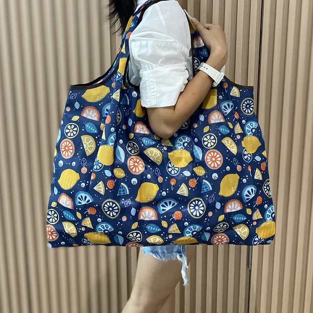 Large Reusable Grocery Store Green Shopping Bag 50 Pound Handbag Foldable Ladies Shoulder Bag Washable Handbag 2021 31010