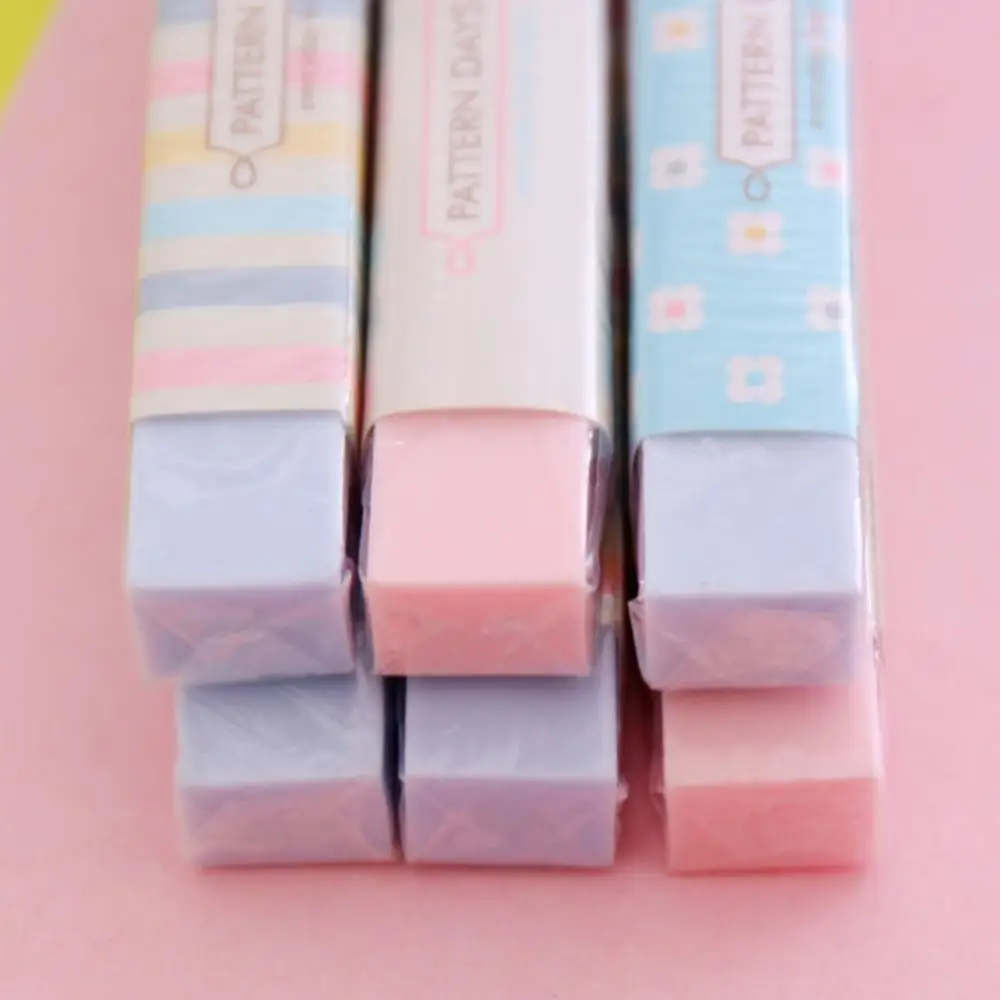 5PC Kawaii Candy Color Eraser Easy Grip Long Strip Rubber Erasers Drawing Correction Tool Student Gift | Канцтовары для офиса и