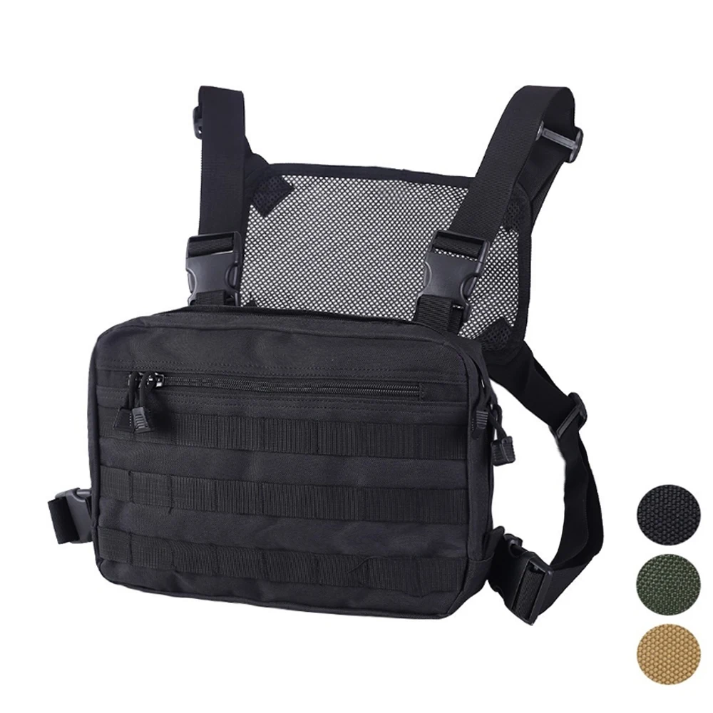 Tactical Vest Bag Men Adjustable Molle Chest Pouch Nylon Pack Military Hip Hop Shoulder Bag