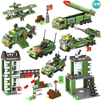 

1219pcs 8in1 City Military WW2 Series Building Blocks Toys Military Car Creative Bricks Soldier Figures Toys for Children Gifts