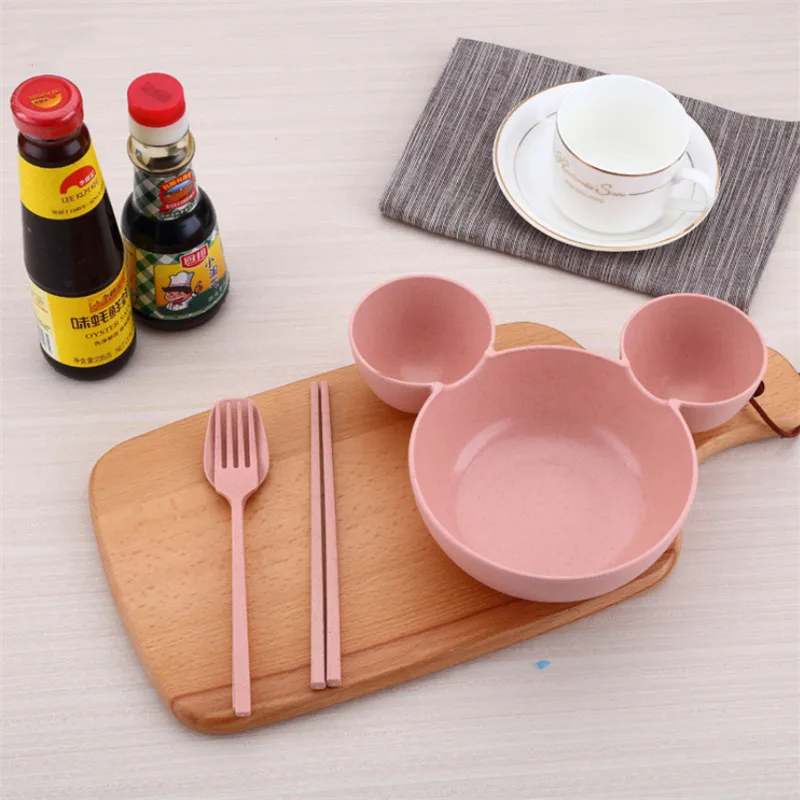 3 шт./компл. кухонная посуда чаша для еды, контейнер для фруктов пшеничная соломенная чаша для детей, салатный суповой рисовой тарелка для лапши - Цвет: Pink 2