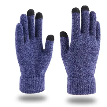 

Women Men Winter Thick Warm Touch Screen Gloves Ribbed Cuff Plush Lined Mittens 35EF