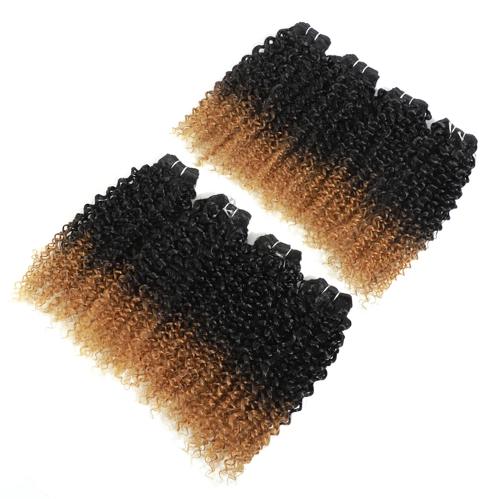 Синтетические кудрявые волосы для наращивания для женщин, термостойкие кудрявые синтетические волосы, ткет 8 Пряди 240 г, все в одной упаковке