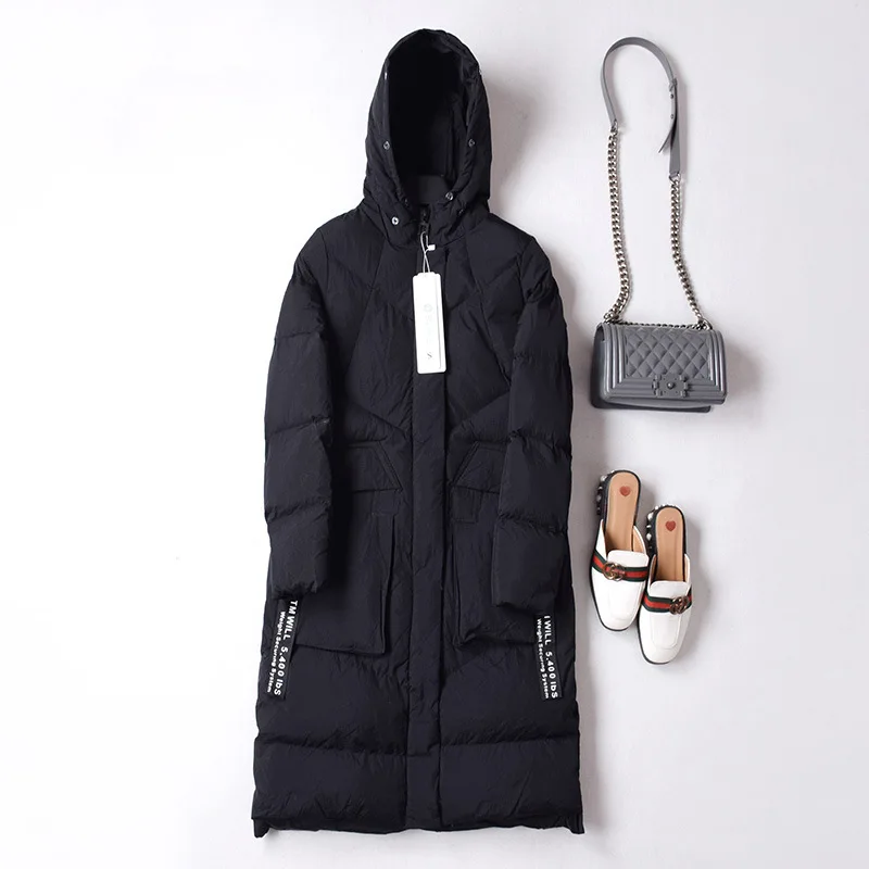 

2018 Winter Long Sleeve Thick Mid-length Straight-Cut with Fur Collar Solid Color Hooded Zipper Convention 2402