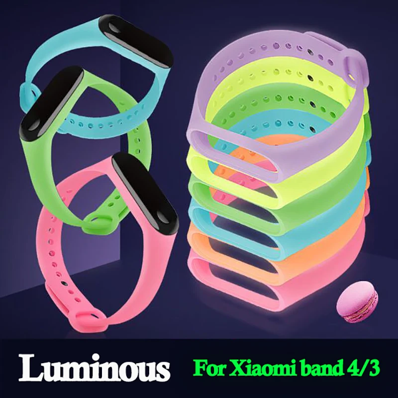 

Luminous Mi band 4 3 Strap mi 3 watchbands accessories Night Light wrist Replacement for Xiaomi miband 4 3 smartband