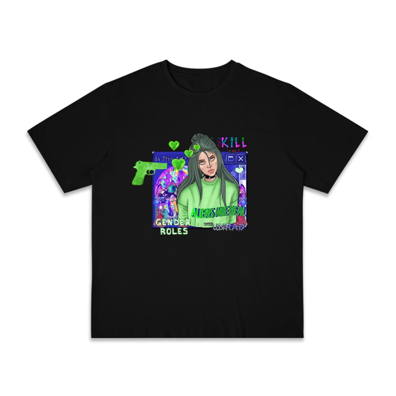 Одна только пирус груша периферия Billie Eilish свежий зеленый короткий рукав Футболка