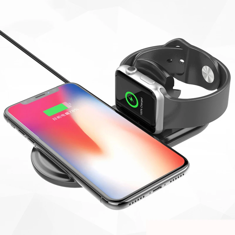 

2 in 1 Wireless Charger for iPhone 11 XS 8 iWatch 1 2 3 4 Wireless Charging Induction Phone Charger Pad for Apple Watch 4 3 2 1