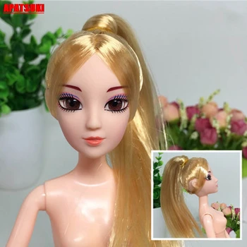 

Golden Long Hair Doll Head DIY Accessories 3D Real Eye Heads For 11.5 inch Doll Head For 1/6 BJD Doll House Doll Accessories Kid
