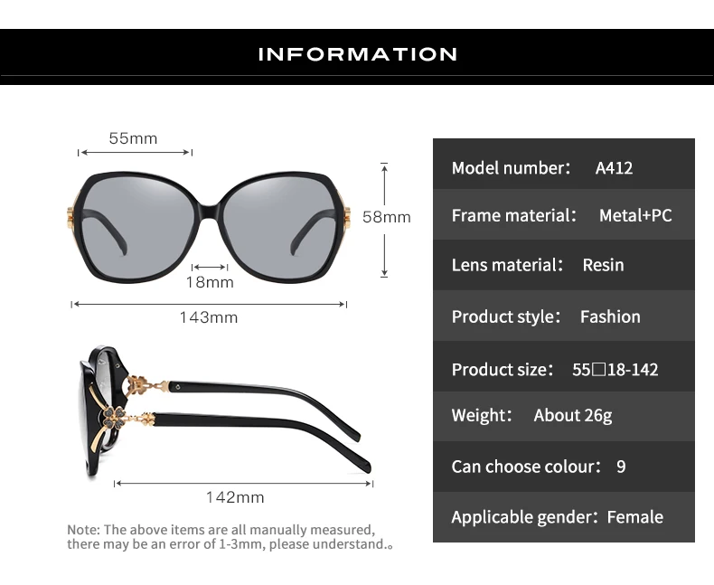 LIOUMO Elegant Women Sunglasses Photochromic Glasses Polarized Lady Fashion Oversized Eyewear Flower Temples gafas de sol mujer big cat eye sunglasses