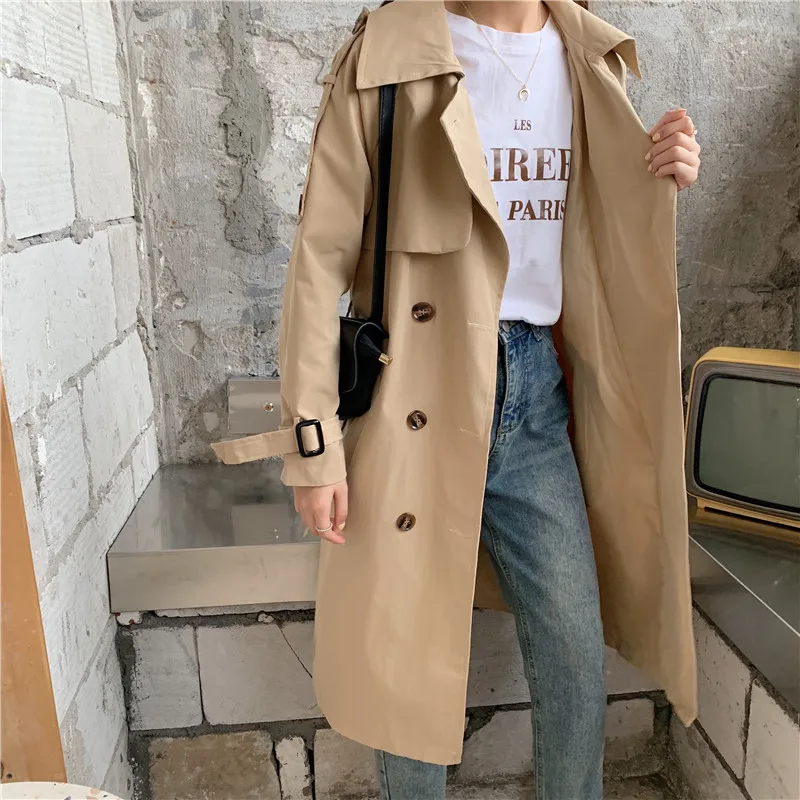 Photo Shoot Autumn Clothing New Style Popular Trench Coat Women's Loose-Fit Mid-length over-the-Knee British Style Early Au