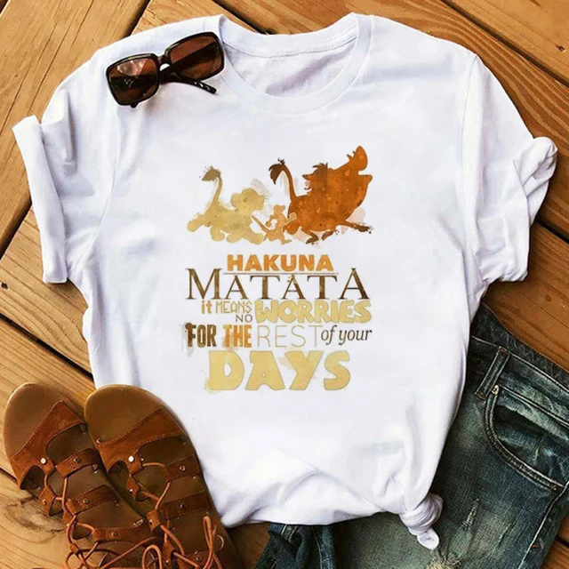 Hakuna Matata Футболка женская футболка с забавным принтом женская летняя футболка большого размера Tumblr Femme Прямая