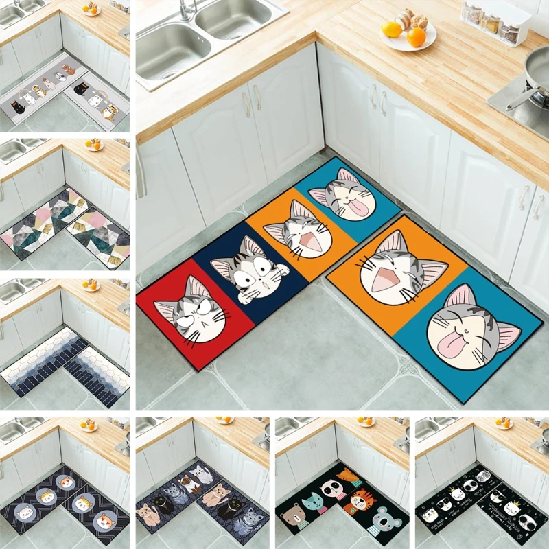 

Modern Long Modern Rug Floor Carpet Mat Non-Slip For Kitchen Bedroom Home Printed Carpet Doormat Hallway Cute Bath Mat