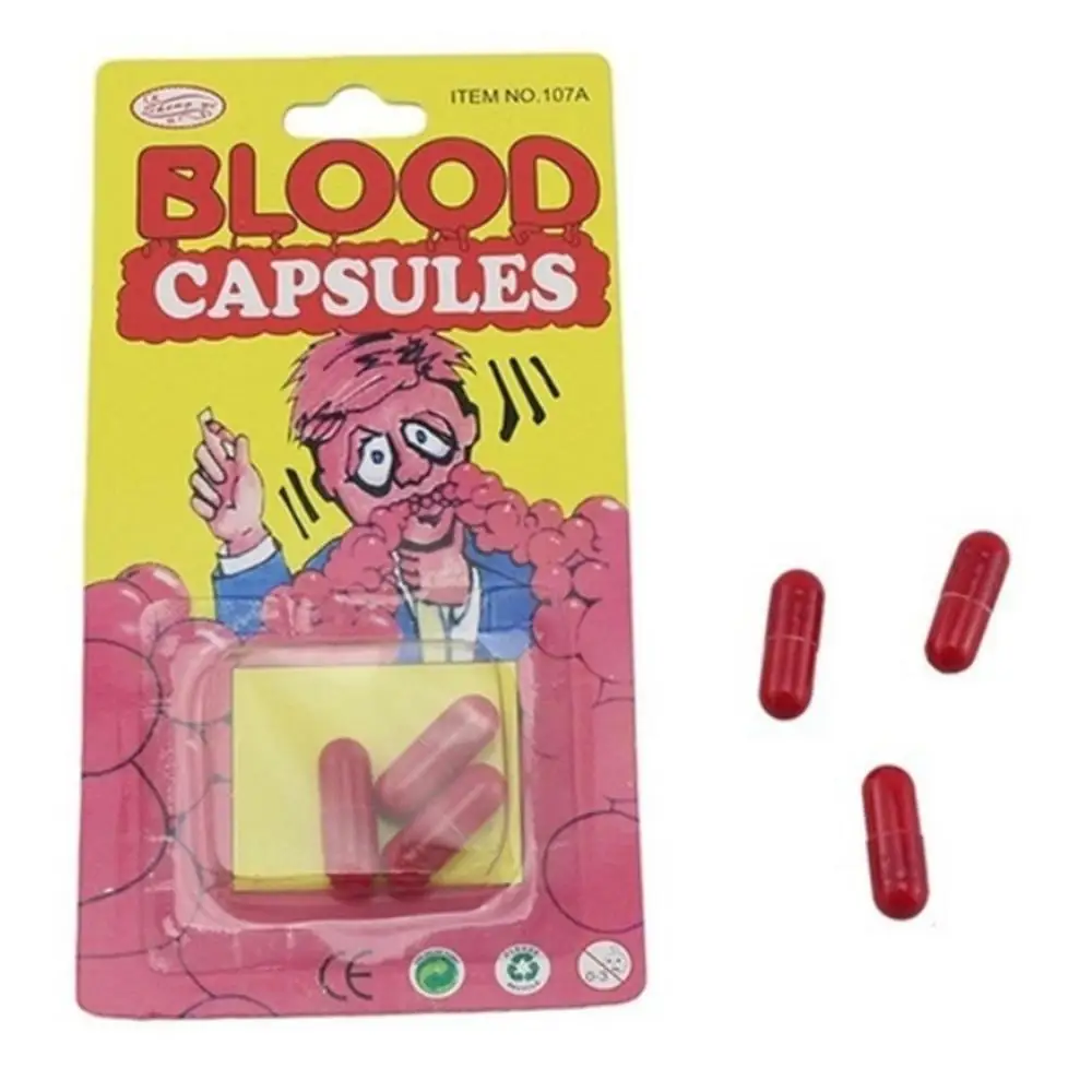 

6Pcs/Set Realistic Fake Blood Pills Vampire Capsules Horror Scary Funny Trick Toys Halloween April Fools Day Party Props