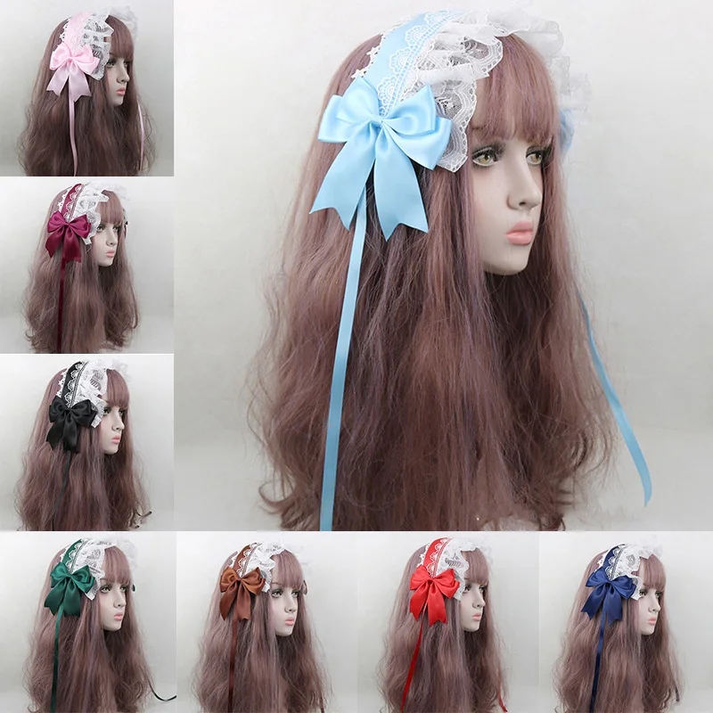 Lace Ribbon Bowknot Headband Cosplay Headdress Hair Band Lolita Maid Cosplay Hairband Accessories Anime Hair Accessories Costume Headband