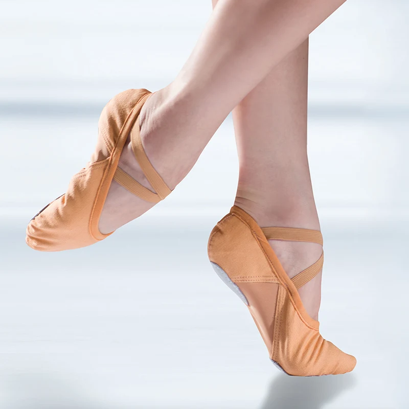 Pointe Ballet Dance Shoes with Ribbon Lace up Flat Suede Sole Shoes Women Girl 
