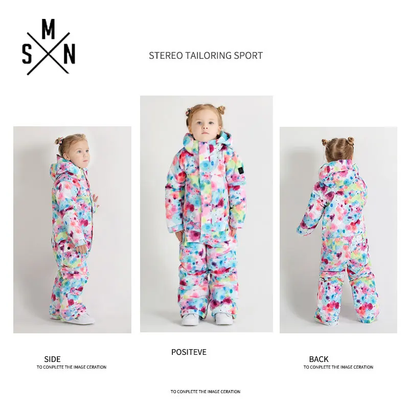 SMN/детский лыжный костюм; цельный водонепроницаемый лыжный костюм для девочек; зимняя верхняя одежда для катания на лыжах и сноуборде; ветрозащитная Детская куртка