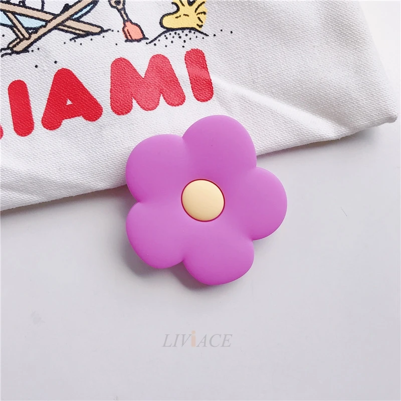 Милый силиконовый чехол-держатель для мобильного телефона с 3D рисунком для iphone x xs 11 pro max 5 5S 6 8 7 - Цвет: purple flower