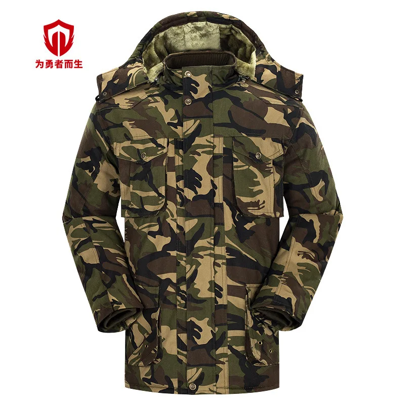 Thicken Tactical Trench Men Casaco Masculino Winter Warm Camouflage Loose hooded Coat Men Autumn Military Windbreaker X9224 - Цвет: 11