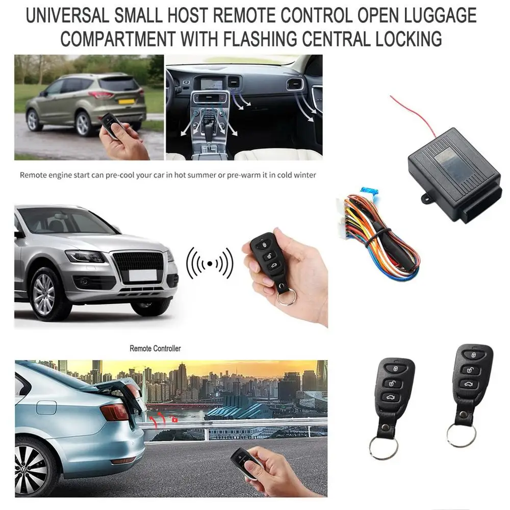 Universal Car Door Lock Vehicle Keyless Entry System Auto Remote 12V Central Kit with Control Box Black