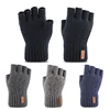 Knitted Fingerless Gloves Winter Thicken Warm Touch Screen Gloves Unisex Outdoor Stretch Elastic Warm Half Finger Cycling Gloves ► Photo 1/6