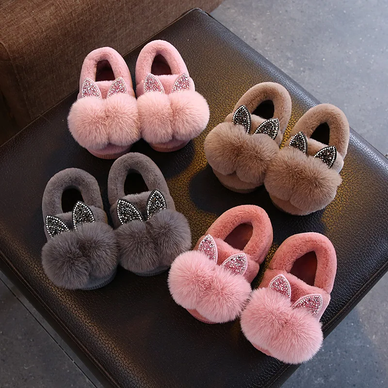 Children's Indoor Warm Non-slip Soft Bottom Cotton Shoes Autumn and Winter New Medium and Small Children Can Wear Cotton Shoes