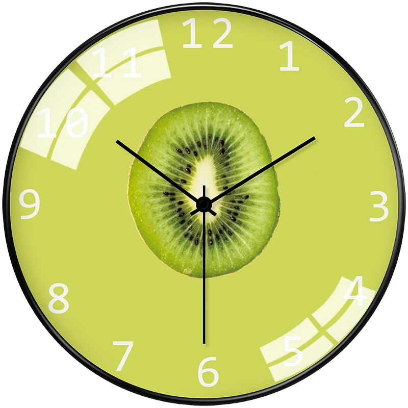 

Изысканные маленькие зеленые настенные часы kiwi, модные художественные настенные часы с фруктовым украшением