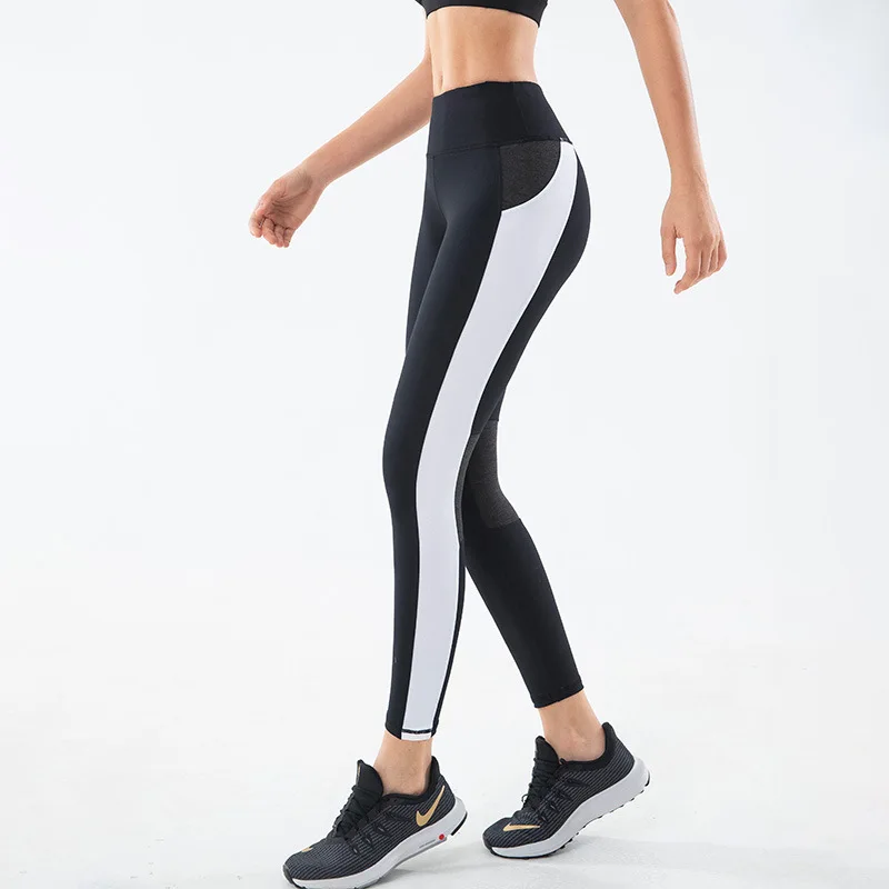Женские эластичные спортивные Леггинсы для фитнеса, тонкие колготки для бега, спортивные штаны для тренировок, брюки с высокой талией
