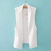 Veste longue en élasthanne sans manches pour femmes, Blazer à la mode avec boutons, 2021