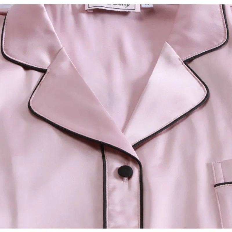 Pijamas de Seda para Mulher Conjunto de Cetim Casa Terno Coração Bordado Pijamas pj 2021 Verano Mujer 15 pijamas pijamas 2020 verano mujer