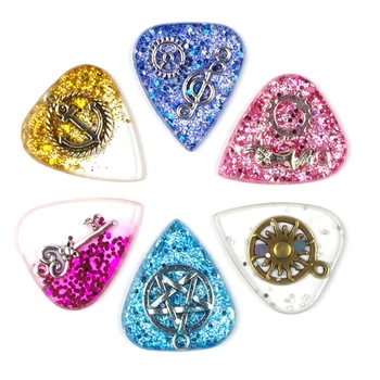 

Resin Guitar Pick Plectrum DIY Bracelet for Bass Musical Built-in Metal Instrument for Guitar Lover Playing Supplies