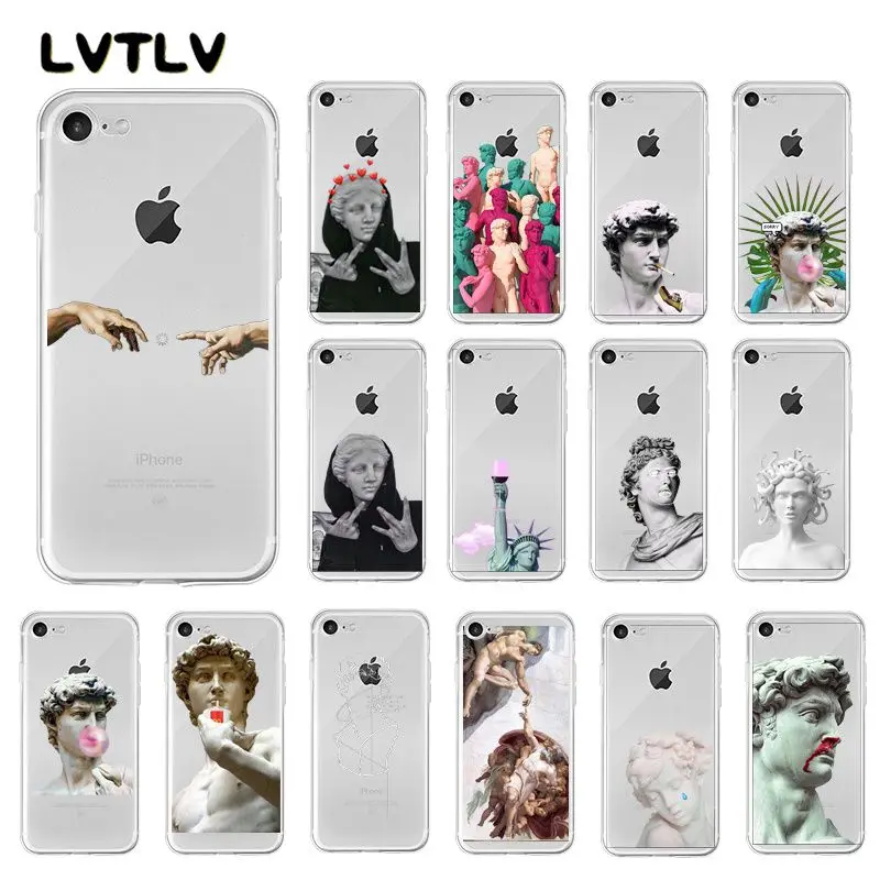 LVTLV винтажный пластырь статуя Давид арт чехол для телефона с рисунком iPhone 11 pro XS MAX